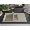 Mexen Matias Granitspüle 1,5-beckig mit Abtropffläche und Küchenarmatur Rita, beige - 6502-69-670300-00