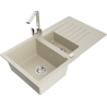 Mexen Matias Granitspüle 1,5-Becken mit Abtropffläche und Küchenarmatur Rita, beige - 6502-69-670300-00