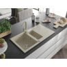 Mexen Matias Granitspüle 1,5-becken mit Abtropffläche und Küchenarmatur Rita, Beige - 6502-69-670300-69