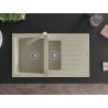 Mexen Matias Granitspüle 1,5-fach mit Abtropffläche und Küchenarmatur Rita, beige - 6502-69-670300-69