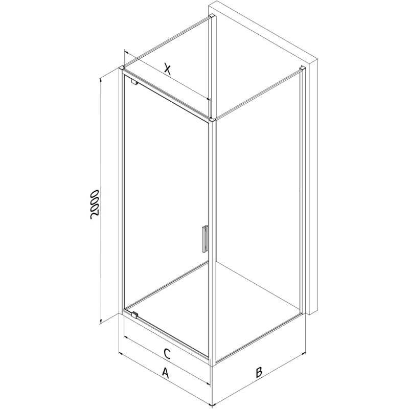 Mexen Exo-3S Duschkabine 3-seitig schwenkbar 100 x 110 cm, transparent, schwarz - 8181-100-110-70-00-3S