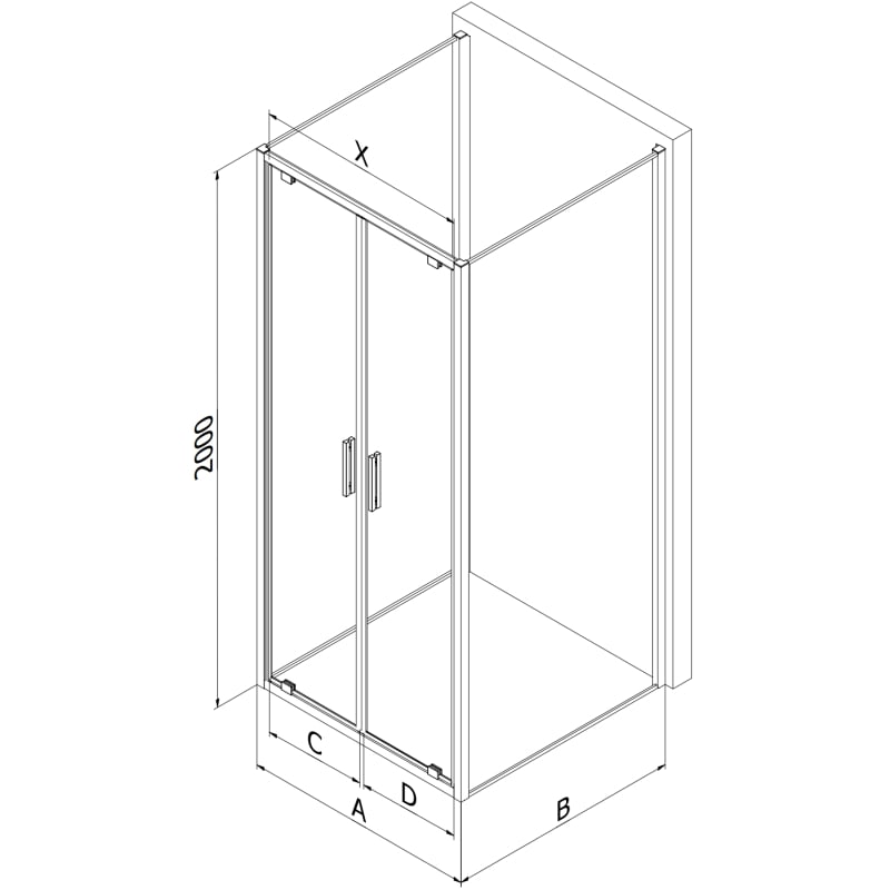 Mexen Exo-3S 3-seitige Duschkabine zum Öffnen 100 x 75 cm, transparent, chrom - 8182-100-075-01-00-3S