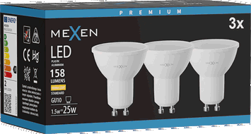 Mexen Nova 3x LED-Glühbirne GU10, 1,5W, Warm - 3000K, 158 lm - L107-GU10-0130-01x03