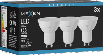 Mexen Nova 3x LED-Lampe GU10, 1,5W, Neutral - 4000K, 158 lm - L107-GU10-0140-01x03