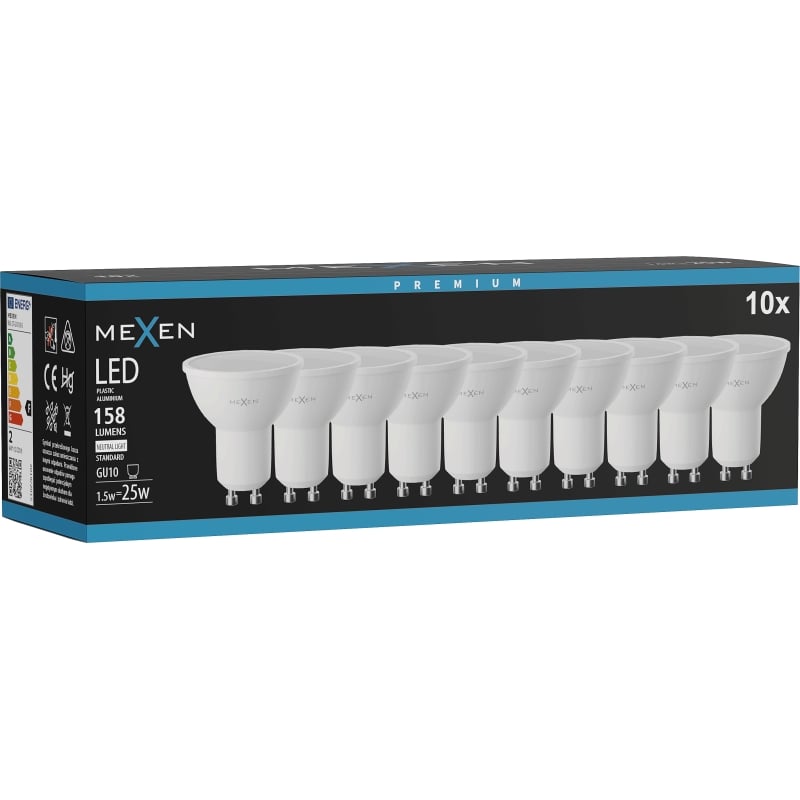 Mexen Nova 10x LED-Glühbirne GU10, 1,5W, Neutral - 4000K, 158 lm - L107-GU10-0140-01x10