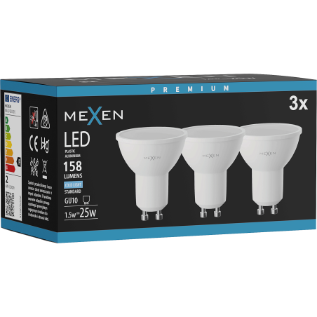 Mexen Nova 3x LED-Lampe GU10, 1,5W, Kalt - 6500K, 158 lm - L107-GU10-0165-01x03