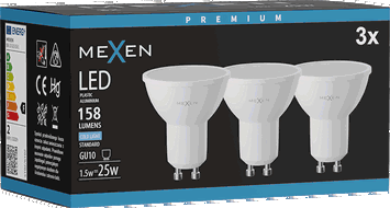 Mexen Nova 3x LED-Lampe GU10, 1,5W, Kalt - 6500K, 158 lm - L107-GU10-0165-01x03