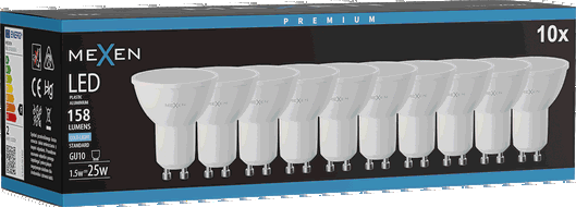 Mexen Nova 10x LED-Glühlampe GU10, 1,5W, Kalt - 6500K, 158 lm - L107-GU10-0165-01x10