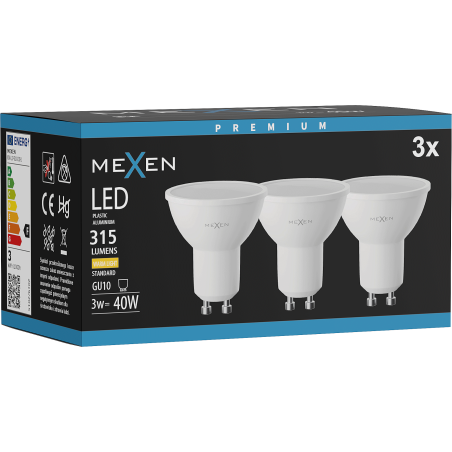 Mexen Nova 3x LED-Lampe GU10, 3W, Warm - 3000K, 315 lm - L107-GU10-0330-01x03