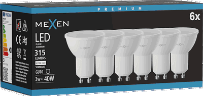 Mexen Nova 6x LED-Lampe GU10, 3W, Neutral - 4000K, 315 lm - L107-GU10-0340-01x06