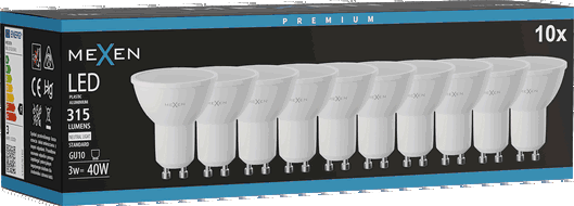 Mexen Nova 10x LED-Glühbirne GU10, 3W, Neutral - 4000K, 315 lm - L107-GU10-0340-01x10