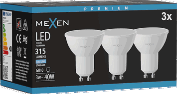 Mexen Nova 3x LED-Glühbirne GU10, 3W, Kalt - 6500K, 315 lm - L107-GU10-0365-01x03