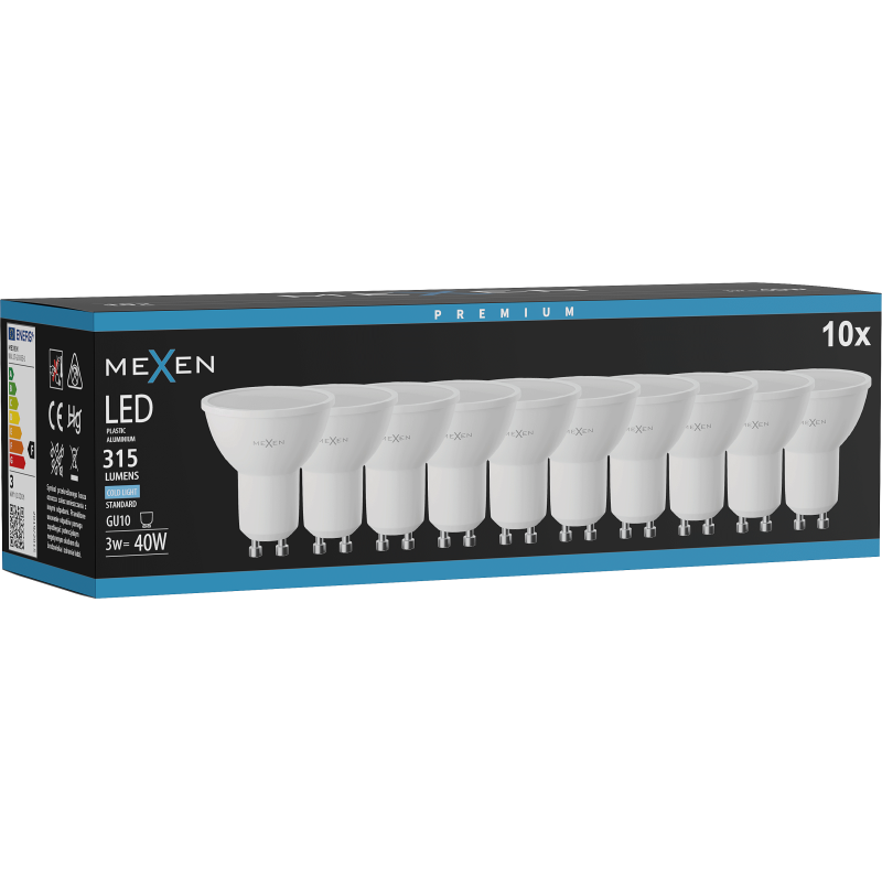 Mexen Nova 10x LED-Lampe GU10, 3W, Kalt - 6500K, 315 lm - L107-GU10-0365-01x10