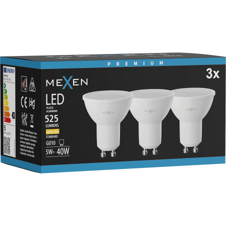 Mexen Nova 3x LED-Lampe GU10, 5W, Warmweiß - 3000K, 525 lm - L107-GU10-0530-01x03