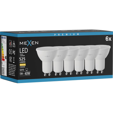 Mexen Nova 6x LED-Glühbirne GU10, 5W, Warm - 3000K, 525 lm - L107-GU10-0530-01x06