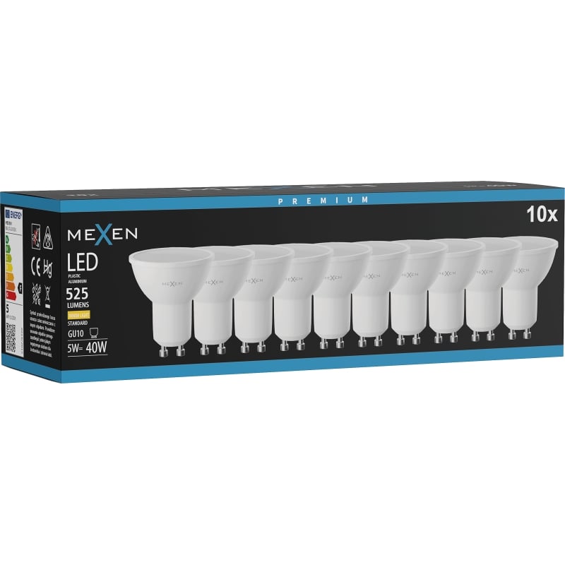 Mexen Nova 10x LED-Glühbirne GU10, 5W, Warm - 3000K, 525 lm - L107-GU10-0530-01x10