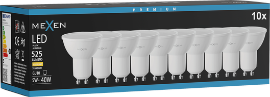 Mexen Nova 10x LED-Glühbirne GU10, 5W, Warm - 3000K, 525 lm - L107-GU10-0530-01x10