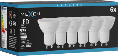 Mexen Nova 6x LED-Glühbirne GU10, 5W, Neutral - 4000K, 525 lm - L107-GU10-0540-01x06