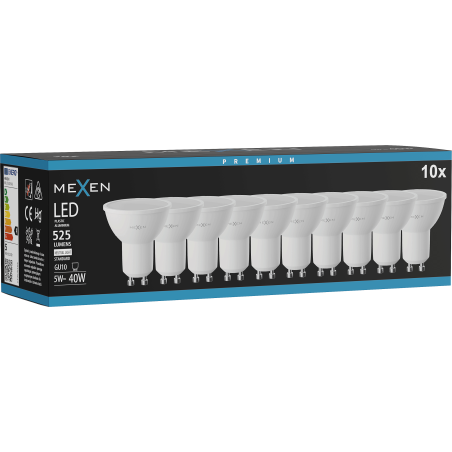 Mexen Nova 10x LED-Birne GU10, 5W, Neutral - 4000K, 525 lm - L107-GU10-0540-01x10