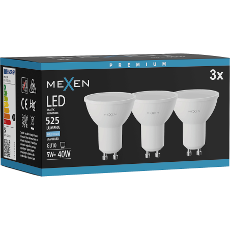 Mexen Nova 3x LED-Glühlampe GU10, 5W, Kalt - 6500K, 525 lm - L107-GU10-0565-01x03