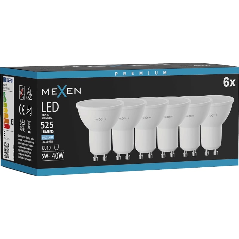 Mexen Nova 6x LED-Lampe GU10, 5W, Kalt - 6500K, 525 lm - L107-GU10-0565-01x06