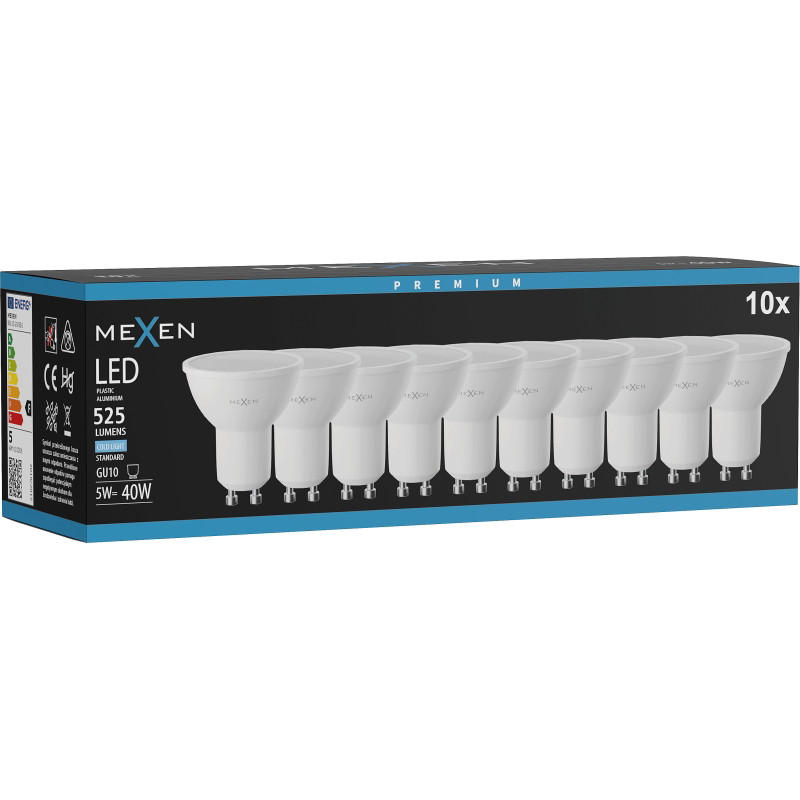 Mexen Nova 10x LED-Glühbirne GU10, 5W, Kalt - 6500K, 525 lm - L107-GU10-0565-01x10