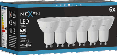 Mexen Nova 6x LED-Glühbirne GU10, 6W, Kaltweiß - 6500K, 630 lm - L107-GU10-0665-01x06