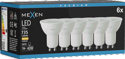 Mexen Nova 6x LED-Glühbirne GU10, 7W, Warm - 3000K, 735 lm - L107-GU10-0730-01x06