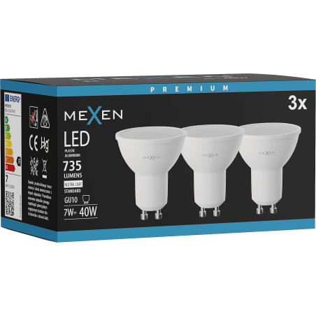 Mexen Nova 3x LED-Lampe GU10, 7W, Neutral - 4000K, 735 lm - L107-GU10-0740-01x03