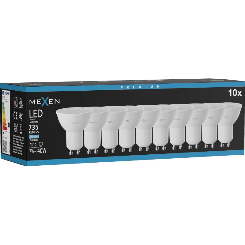 Mexen Nova 10x LED-Lampe GU10, 7W, Kalt - 6500K, 735 lm - L107-GU10-0765-01x10