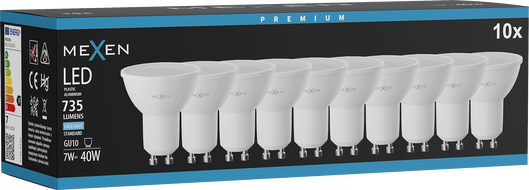 Mexen Nova 10x LED-Lampe GU10, 7W, Kalt - 6500K, 735 lm - L107-GU10-0765-01x10