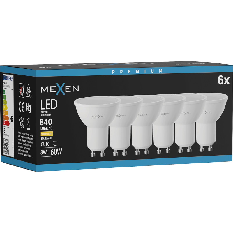 Mexen Nova 6x LED-Lampe GU10, 8W, Warm - 3000K, 840 lm - L108-GU10-0830-01x06