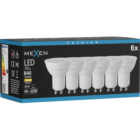 Mexen Nova 6x LED-Lampe GU10, 8W, Warm - 3000K, 840 lm - L108-GU10-0830-01x06