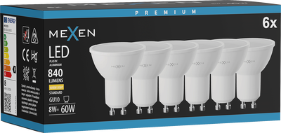 Mexen Nova 6x LED-Lampe GU10, 8W, Warm - 3000K, 840 lm - L108-GU10-0830-01x06