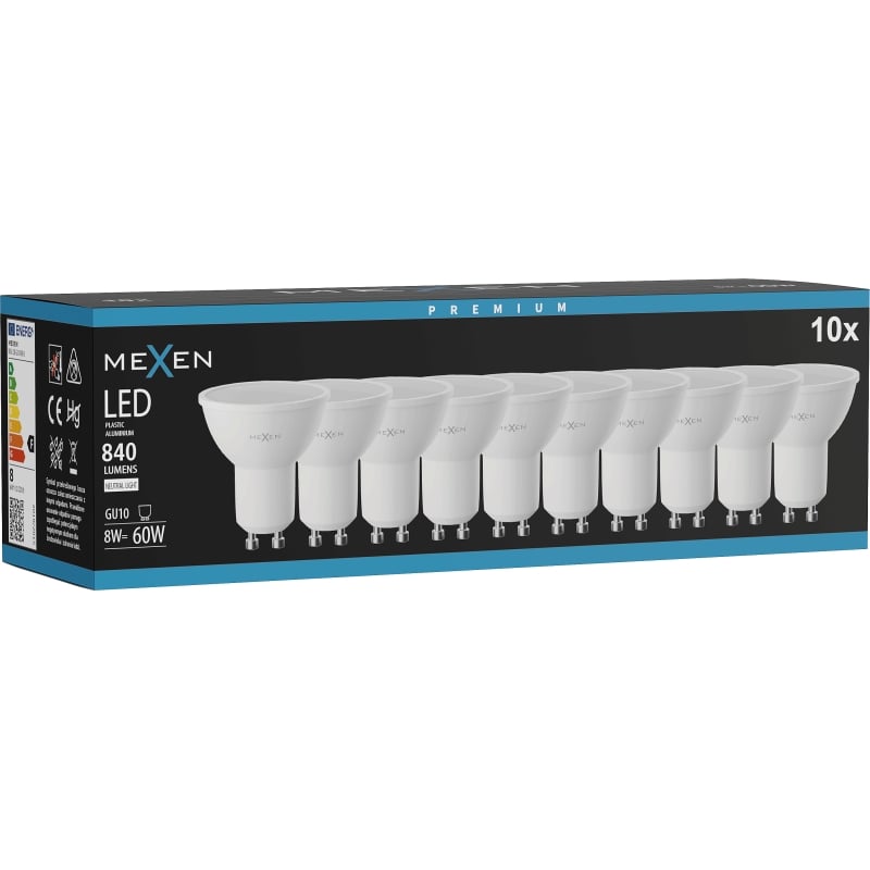 Mexen Nova 10x LED-Glühbirne GU10, 8W, Neutral - 4000K, 840 lm - L108-GU10-0840-01x10