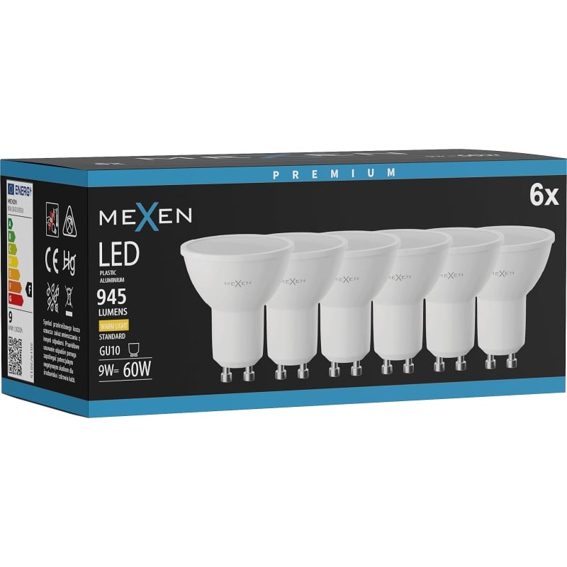 Mexen Nova 6x LED-Lampe GU10, 9W, Warm - 3000K, 945 lm - L108-GU10-0930-01x06