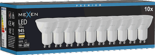 Mexen Nova 10x LED-Glühbirne GU10, 9W, Warm - 3000K, 945 lm - L108-GU10-0930-01x10