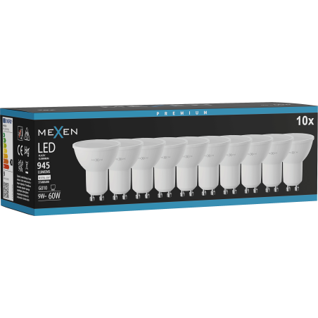 Mexen Nova 10x LED-Glühbirne GU10, 9W, Neutral - 4000K, 945 lm - L108-GU10-0940-01x10