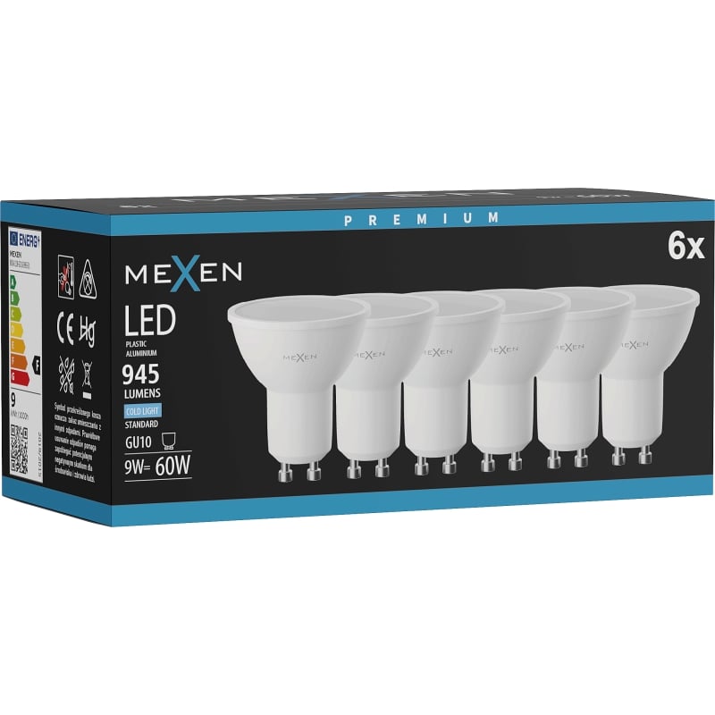 Mexen Nova 6x LED-Lampe GU10, 9W, Kalt - 6500K, 945 lm - L108-GU10-0965-01x06