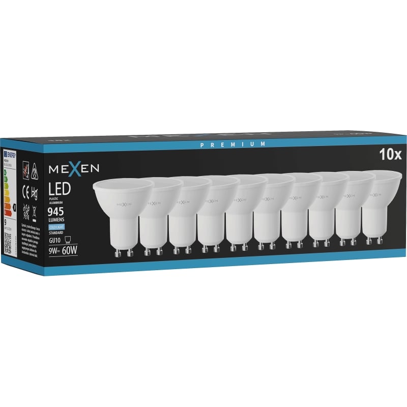 Mexen Nova 10x LED-Glühbirne GU10, 9W, Kalt - 6500K, 945 lm - L108-GU10-0965-01x10