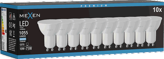 Mexen Nova 10x LED-Glühbirne GU10, 10W, Kalt - 6500K, 1055 lm - L108-GU10-1065-01x10