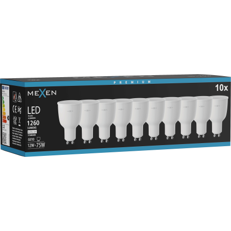 Mexen Nova 10x LED-Glühlampe GU10, 12W, Neutral - 4000K, 1260 lm - L108-GU10-1240-01x10