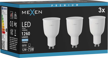 Mexen Nova 3x LED-Leuchtmittel GU10, 12W, Kalt - 6500K, 1260 lm - L108-GU10-1265-01x03