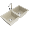 Mexen Mario Granitspüle 2-Kammer mit Küchenarmatur Rita, beige - 6504-69-670300-00