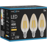 Mexen Vintis 3x LED-Filament-Glühbirne E14, C35, 4W, Warm - 2200K, 400 lm, Bernstein - L154-E14-0422-50x03