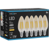 Mexen Vintis 6x LED-Filament-Birne E14, C35, 4W, Warm - 2200K, 400 lm, bernsteinfarben - L154-E14-0422-50x06