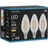 Mexen Vintis 3x LED-Filament-Glühbirne E14, C35, 4W, Warm - 2700K, 470 lm, klar - L154-E14-0427-00x03