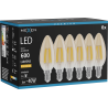 Mexen Vintis 6x LED-Filament-Glühbirne E14, C35, 6W, Warm - 2200K, 600 lm, Bernstein - L154-E14-0622-50x06