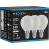 Mexen Vintis 3x LED-Filamentlampe E14, G45, 2W, Neutralweiß - 4000K, 240 lm, klar - L156-E14-0240-00x03