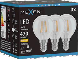 Mexen Vintis 3x LED-Filament-Glühbirne E14, G45, 4W, Warm - 2700K, 470 lm, klar - L156-E14-0427-00x03